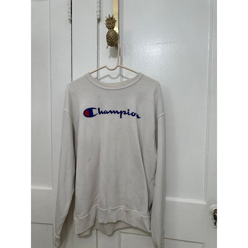 Champion adult size large white crewneck sweater